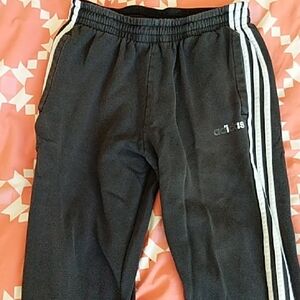 adidas Kids Black Sweatpants with White Stripes
